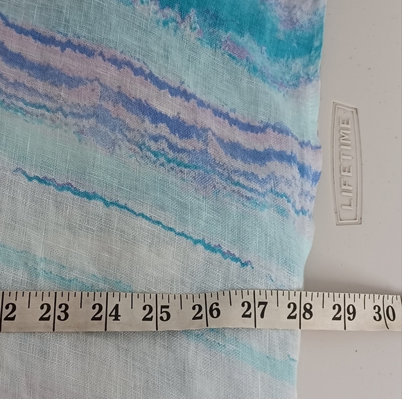 Chico's Mineral Wash Watercolor 100% Linen Kaftan Sz S/M Beachy Tunic Top - Picture 8 of 12